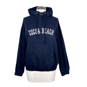 Vtg Y2k Exist Sports Line Cocoa Beach Spellout Embroidered Pullover Hoodie M USA